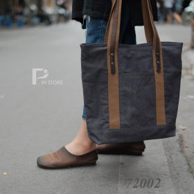 Túi vải bố đeo vai dây quai bằng dù và da [MSP : 74002]