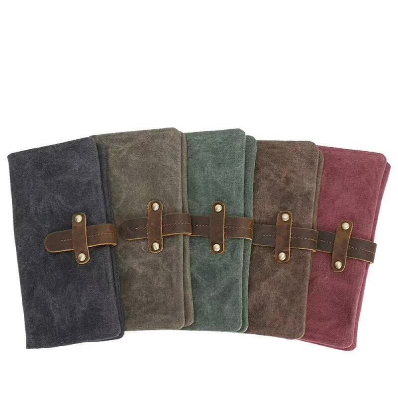Ví dài gấp vải canvas sáp và da [MSP: 63202]